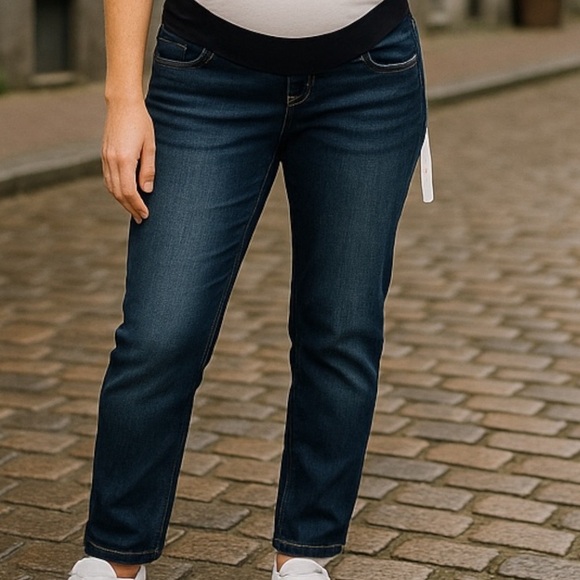 NWT Isabel Maternity Women's 6/28R Skinny Crossover Panel Blue Maternity Jeans - Picture 1 of 7